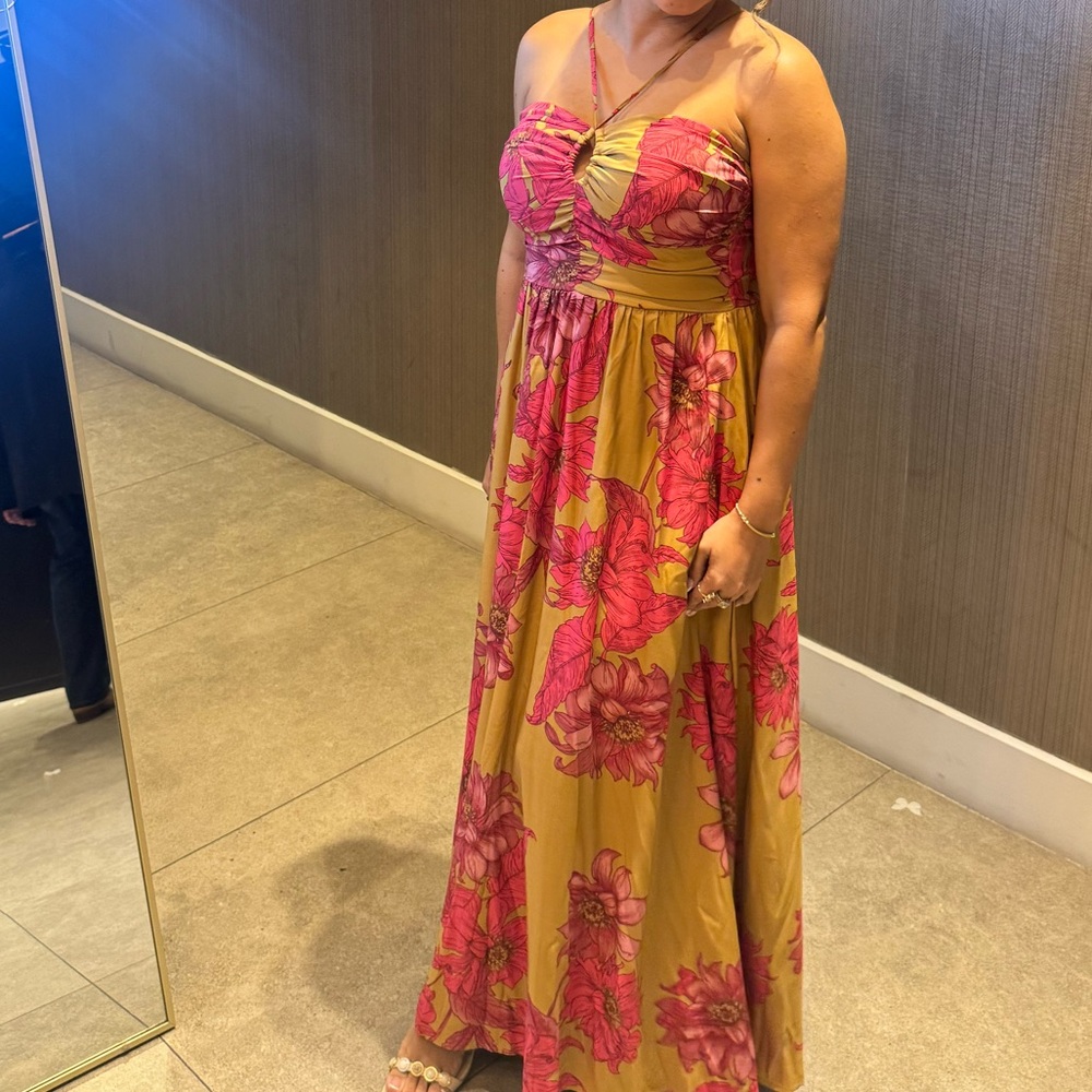 Floral Maxi Dress in Yellow/gold and Pink - Picture 6 of 7